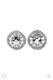 Dazzling Definition - Silver Clip-On Earrings - Paparazzi Accessories Clip-On Earrings Bedazzle Me Pretty Mobile Fashion Boutique
