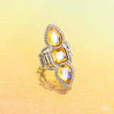 Dazzling Direction - Yellow Ring - Paparazzi Accessories Ring Bedazzle Me Pretty Mobile Fashion Boutique