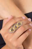 Dazzling Direction - Yellow Ring - Paparazzi Accessories Ring Bedazzle Me Pretty Mobile Fashion Boutique
