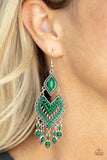 Dearly Debonair - Green Earrings - Paparazzi Accessories Earrings Bedazzle Me Pretty Mobile Fashion Boutique