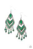 Dearly Debonair - Green Earrings - Paparazzi Accessories Earrings Bedazzle Me Pretty Mobile Fashion Boutique