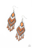 Dearly Debonair - Orange Earrings - Paparazzi Accessories Earrings Bedazzle Me Pretty Mobile Fashion Boutique