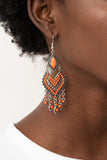 Dearly Debonair - Orange Earrings - Paparazzi Accessories Earrings Bedazzle Me Pretty Mobile Fashion Boutique