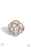 Debonair Delight - White Ring - Paparazzi Accessories Ring Bedazzle Me Pretty Mobile Fashion Boutique