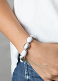 Decadently Dewy - White Bracelet - Paparazzi Accessories Bracelet Bedazzle Me Pretty Mobile Fashion Boutique