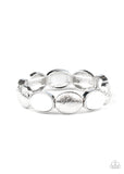 Decadently Dewy - White Bracelet - Paparazzi Accessories Bracelet Bedazzle Me Pretty Mobile Fashion Boutique