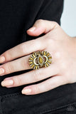 Deco Diva - Brass Ring - Paparazzi Accessories Ring Bedazzle Me Pretty Mobile Fashion Boutique