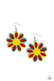 Decorated Daisies - Red Earrings - Paparazzi Accessories Earrings Bedazzle Me Pretty Mobile Fashion Boutique