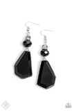 Defaced Dimension - Black Earrings - Paparazzi Accessories Earrings Bedazzle Me Pretty Mobile Fashion Boutique
