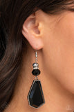 Defaced Dimension - Black Earrings - Paparazzi Accessories Earrings Bedazzle Me Pretty Mobile Fashion Boutique