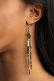 Defined Dazzle - Brass Earrings - Paparazzi Accessories Earrings Bedazzle Me Pretty Mobile Fashion Boutique