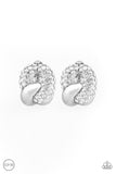Definitely Date Night - White Clip-On Earrings - Paparazzi Accessories Clip-On Earrings Bedazzle Me Pretty Mobile Fashion Boutique