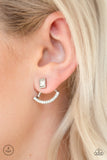 Delicate Arches - White Post Earrings - Paparazzi Accessories Post Earrings Bedazzle Me Pretty Mobile Fashion Boutique
