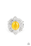 Delightfully Dreamy - Yellow Ring - Paparazzi Accessories Ring Bedazzle Me Pretty Mobile Fashion Boutique