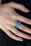 Desert Canyons - Blue Ring - Paparazzi Accessories Ring Bedazzle Me Pretty Mobile Fashion Boutique