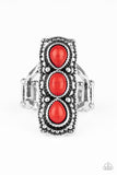 Desert Destiny - Red Ring - Paparazzi Accessories Ring Bedazzle Me Pretty Mobile Fashion Boutique