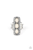 Desert Destiny - White Ring - Paparazzi Accessories Ring Bedazzle Me Pretty Mobile Fashion Boutique