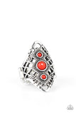 Desert Dreamland - Red Ring - Paparazzi Accessories Ring Bedazzle Me Pretty Mobile Fashion Boutique