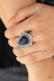 Desert Escape - Black Ring - Paparazzi Accessories Ring Bedazzle Me Pretty Mobile Fashion Boutique