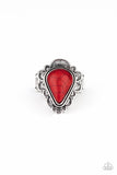 Desert Escape - Red Ring - Paparazzi Accessories Ring Bedazzle Me Pretty Mobile Fashion Boutique