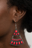 Desert Fiesta - Red Earrings - Paparazzi Accessories Earrings Bedazzle Me Pretty Mobile Fashion Boutique