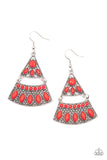 Desert Fiesta - Red Earrings - Paparazzi Accessories Earrings Bedazzle Me Pretty Mobile Fashion Boutique