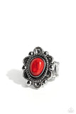 Desert Prairie - Red Ring - Paparazzi Accessories Ring Bedazzle Me Pretty Mobile Fashion Boutique