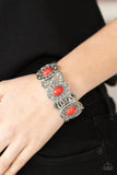 Desert Relic - Red Bracelet - Paparazzi Accessories Bracelet Bedazzle Me Pretty Mobile Fashion Boutique