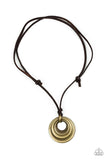 Desert Spiral - Brass Necklace - Paparazzi Accessories Necklace Bedazzle Me Pretty Mobile Fashion Boutique