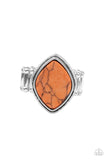 Desert Zen - Orange Ring - Paparazzi Accessories Ring Bedazzle Me Pretty Mobile Fashion Boutique