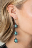 Desertscape Dweller - Blue Earrings - Paparazzi Accessories Earrings Bedazzle Me Pretty Mobile Fashion Boutique