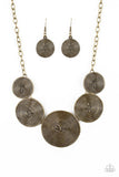 Deserves A Medal - Brass Necklace - Paparazzi Accessories Necklace Bedazzle Me Pretty Mobile Fashion Boutique