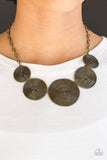 Deserves A Medal - Brass Necklace - Paparazzi Accessories Necklace Bedazzle Me Pretty Mobile Fashion Boutique