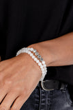Devoted Dreamer - White Bracelet - Paparazzi Accessories Bracelet Bedazzle Me Pretty Mobile Fashion Boutique