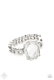 Devoted to Dazzle - White Ring - Paparazzi Accessories Ring Bedazzle Me Pretty Mobile Fashion Boutique
