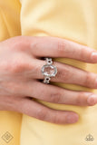 Devoted to Dazzle - White Ring - Paparazzi Accessories Ring Bedazzle Me Pretty Mobile Fashion Boutique
