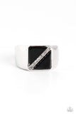 Diagonally Dominant - Black Ring - Paparazzi Accessories Ring Bedazzle Me Pretty Mobile Fashion Boutique