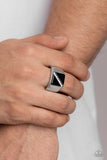 Diagonally Dominant - Black Ring - Paparazzi Accessories Ring Bedazzle Me Pretty Mobile Fashion Boutique