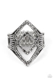 Diamond Duet - Silver Ring - Paparazzi Accessories Ring Bedazzle Me Pretty Mobile Fashion Boutique