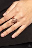 Diamond Duo - Copper Ring - Paparazzi Accessories Ring Bedazzle Me Pretty Mobile Fashion Boutique