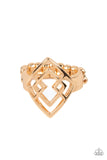 Diamond Duo - Gold Ring - Paparazzi Accessories Ring Bedazzle Me Pretty Mobile Fashion Boutique