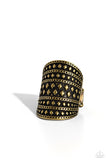 Diamondback Bravado - Brass Ring - Paparazzi Accessories Ring Bedazzle Me Pretty Mobile Fashion Boutique