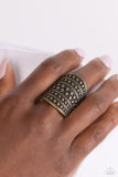Diamondback Bravado - Brass Ring - Paparazzi Accessories Ring Bedazzle Me Pretty Mobile Fashion Boutique