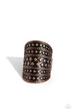 Diamondback Bravado - Copper Ring - Paparazzi Accessories Ring Bedazzle Me Pretty Mobile Fashion Boutique