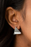 Die TRI-ing - Silver Post Earrings - Paparazzi Accessories Post Earrings Bedazzle Me Pretty Mobile Fashion Boutique