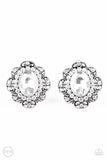 Dine and Dapper - White Clip-On Earrings - Paparazzi Accessories Clip-On Earrings Bedazzle Me Pretty Mobile Fashion Boutique