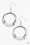 Dip It Low - White Earrings - Paparazzi Accessories Earrings Bedazzle Me Pretty Mobile Fashion Boutique