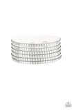 Disco Dazzle - White Bracelet - Paparazzi Accessories Bracelet Bedazzle Me Pretty Mobile Fashion Boutique