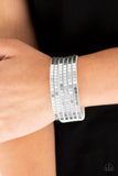 Disco Dazzle - White Bracelet - Paparazzi Accessories Bracelet Bedazzle Me Pretty Mobile Fashion Boutique