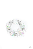 Discus Throw - White Bracelet - Paparazzi Accessories Bracelet Bedazzle Me Pretty Mobile Fashion Boutique